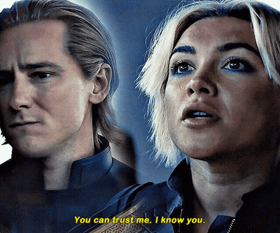 A Man And A Woman Are Standing Next To Each Other And The Woman Says " You Can Trust Me I Know You " GIF