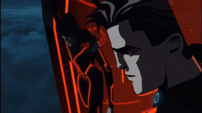 A Man And A Woman Are Standing Next To Each Other In A Cartoon Drawing GIF