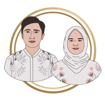 A Man And A Woman Are Standing Next To Each Other In A Gold Circle Sticker