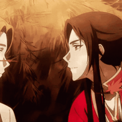 A Man And A Woman Are Standing Next To Each Other In A Painting GIF