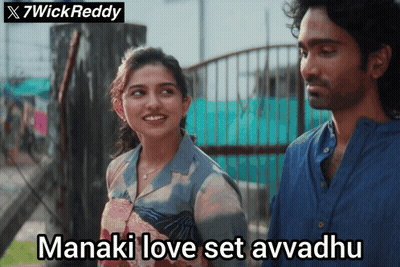 a man and a woman are standing next to each other with the caption manaki love set avvadhu
