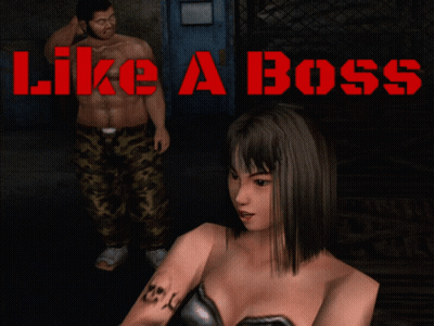 A Man And A Woman Are Standing Next To Each Other With The Words Like A Boss Behind Them GIF