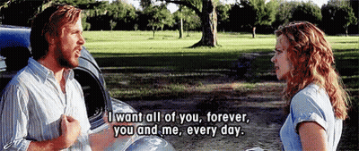 A Man And A Woman Are Talking In Front Of A Car And The Woman Says " I Want All Of You Forever You And Me Every Day GIF