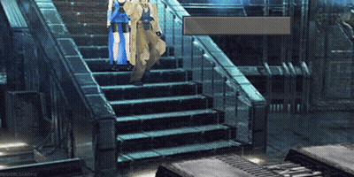 A Man And A Woman Are Walking Up A Set Of Stairs In A Video Game .. GIF