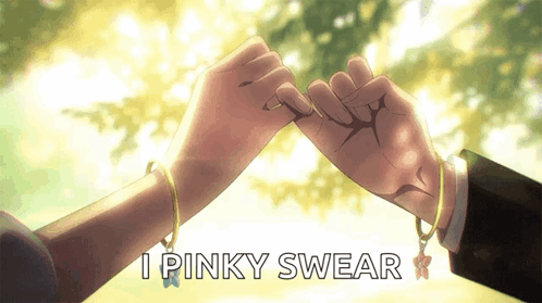 A Man And A Woman Making A Pinky Swear GIF