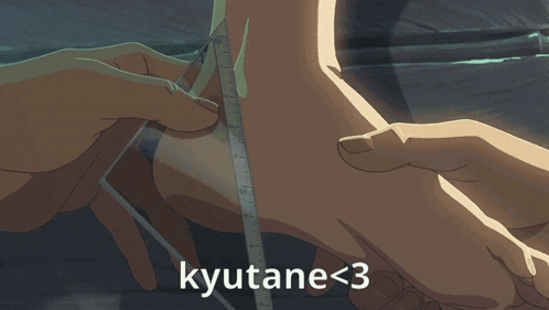 A Man And A Woman Sit On A Bench With Kyutane < 3 In The Corner GIF