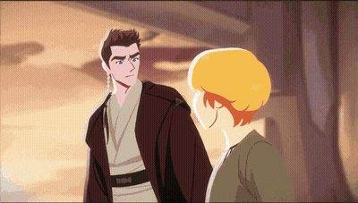 A Man And A Woman Standing Next To Each Other In A Cartoon GIF