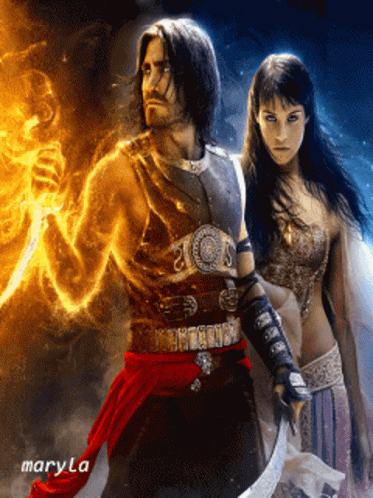 A Man And A Woman Standing Next To Each Other With The Name Maryla On The Bottom Right GIF