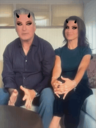 Man And Woman With Devil Horns GIF