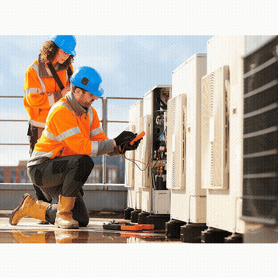 A Man And A Woman Working On A Building GIF
