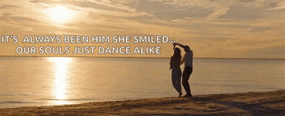A Man And Woman Are Dancing On The Beach With A Quote That Says It 'S Always Been Him She Smiled GIF