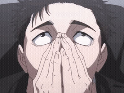 A Man Covering His Face With His Hands While Looking Up GIF