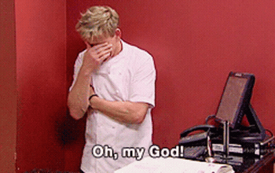 A Man Covering His Face With His Hands With The Words Oh My God Written Below Him GIF