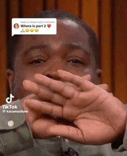 A Man Covering His Mouth With His Hands And A Reply To Sweet Lady 'S Comment Where Is Part 2 GIF