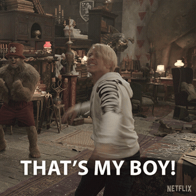 A Man Dancing In A Room With The Words That 'S My Boy GIF
