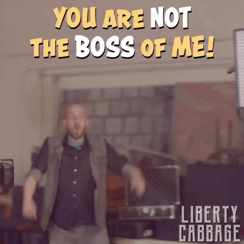 A Man Dancing With The Words You Are Not The Boss Of Me GIF
