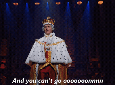 A Man Dressed As A King On A Stage With The Words " And You Can 'T Go Ooooonnn " Below Him GIF