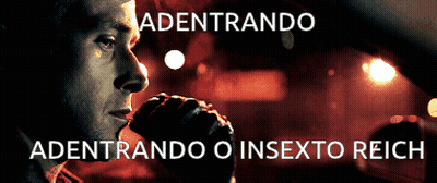 A Man Drinking From A Glass With The Words Adentrando Adentrando O Insexto Reich Above Him GIF