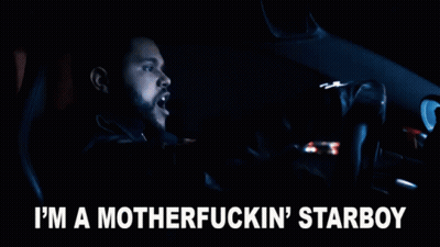 A Man Driving A Car With The Words I 'M A Motherfuckin ' Starboy GIF