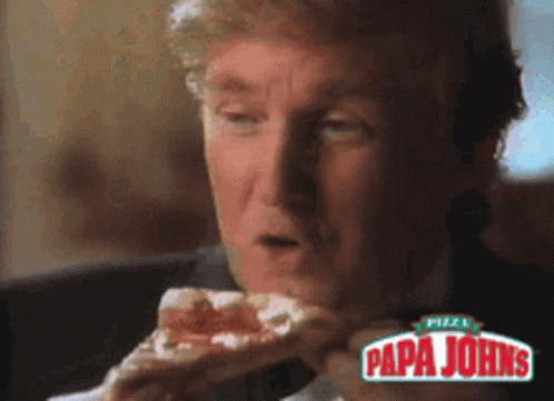 A Man Eating A Slice Of Papa Johns Pizza GIF