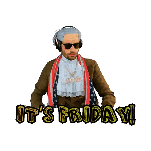 A Man Flexing His Muscles With The Words It 'S Friday Sticker