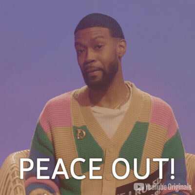 A Man Giving A Peace Sign And The Words Peace Out GIF