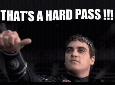 A Man Giving A Thumbs Down Sign With The Words That 'S A Hard Pass !!! Behind Him GIF