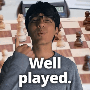 A Man Giving A Thumbs Up In Front Of A Chess Board With The Words Well Played On It GIF