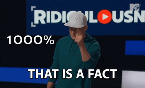 A Man Giving A Thumbs Up In Front Of A Sign That Says Ridiculous GIF