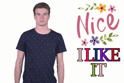 A Man Giving A Thumbs Up Next To A Nice I Like It Sign GIF