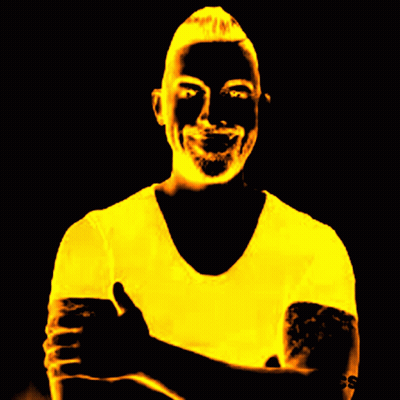 A Man Giving A Thumbs Up With A Yellow Background And The Word Art Underneath GIF