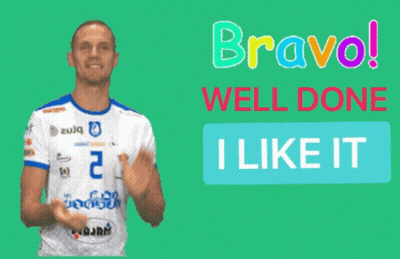 A Man Giving A Thumbs Up With The Words Bravo Well Done I Like It Behind Him GIF