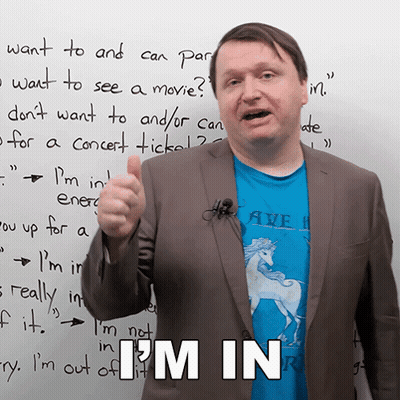 A Man Giving A Thumbs Up With The Words I 'M In Below Him GIF