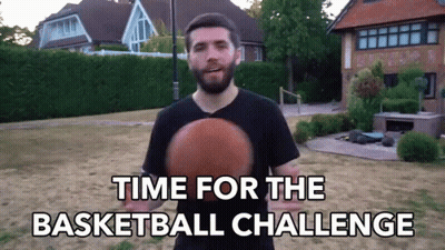 A Man Holding A Basketball With The Words Time For The Basketball Challenge GIF