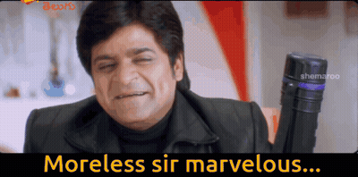 A Man Holding A Bottle With The Words Moreless Sir Marvelous Written Below Him GIF