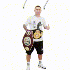 A Man Holding A Boxing Belt And Giving A Thumbs Up With The Word Ok Below Him GIF