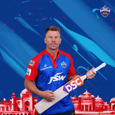 A Man Holding A Cricket Bat That Says Dsc On The Side GIF