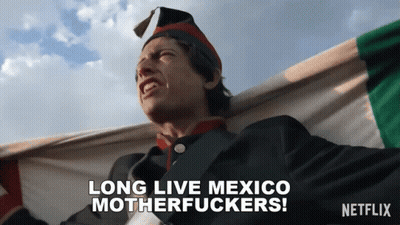 A Man Holding A Flag With The Words Long Live Mexico Motherfuckers On It GIF