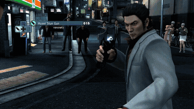 A Man Holding A Gun In A Video Game With A Hyper Stun Gun GIF