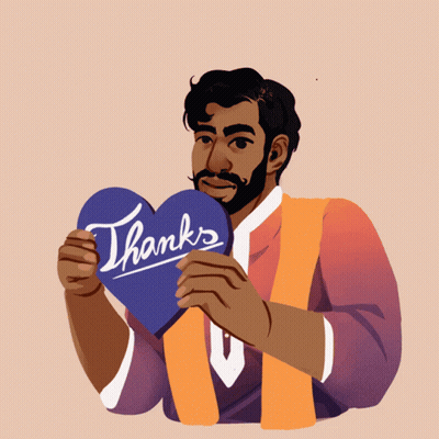 A Man Holding A Heart That Says Thanks GIF