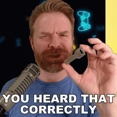 A Man Holding A Key In Front Of A Microphone With The Words " You Heard That Correctly " Above Him GIF