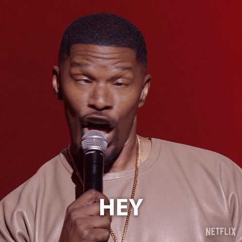 A Man Holding A Microphone With The Words " For Real Though " On The Bottom GIF