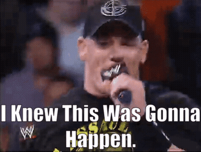 A Man Holding A Microphone With The Words " I Knew This Was Gonna Happen " GIF