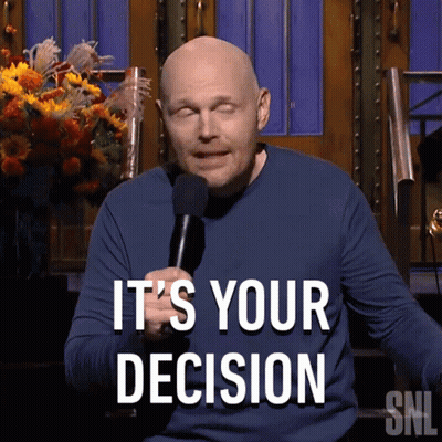 A Man Holding A Microphone With The Words It 'S Your Decision GIF