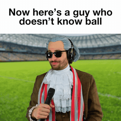 A Man Holding A Microphone With The Words Now Here 'S A Guy Who Doesn 'T Know Ball GIF