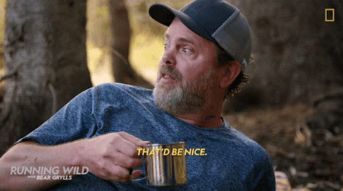 A Man Holding A Mug With The Words That 'D Be Nice GIF