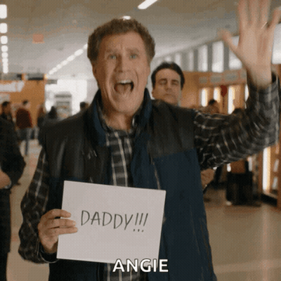A Man Holding A Sign That Says " Daddy " GIF