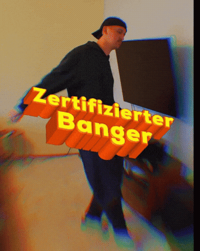 A Man Holding A Sign That Says " Zertifizierter Banger " GIF