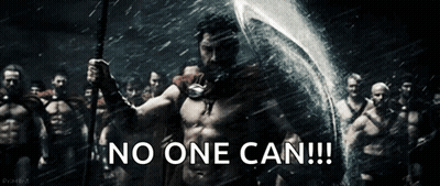 A Man Holding A Spear In Front Of A Group Of Men With The Words No One Can GIF