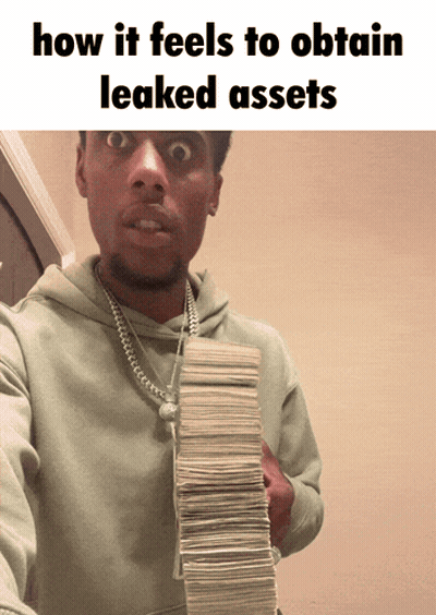 A Man Holding A Stack Of Money With A Caption That Reads How It Feels To Obtain Leaked Assets GIF